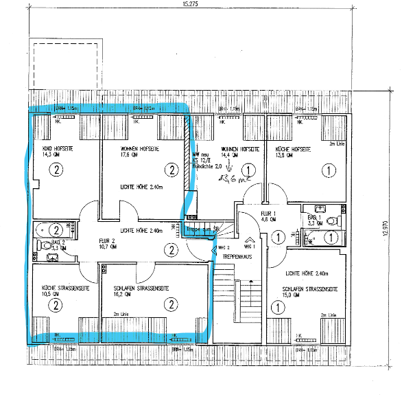 Etagenwohnung Duisburg Ruhrort - 3 Zimmer, 73 m&sup2;, 441&euro; | Angebot:27657147