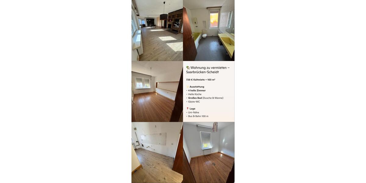 Etagenwohnung Saarbrücken Scheidt - 4 Zimmer, 103 m&sup2;, 720&euro; | Angebot:27637660