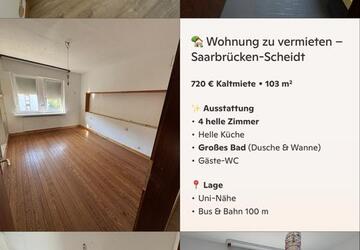 Wohnung Saarbrücken Scheidt - 4 Zimmer, 103 m&sup2;, 720&euro; | Angebot:27637660