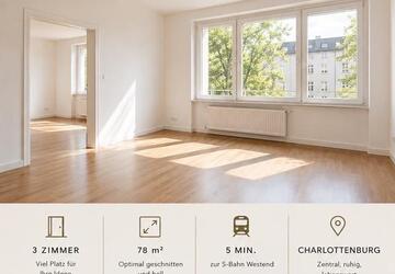 Wohnung Berlin Charlottenburg-Wilmersdorf - 3 Zimmer, 78 m&sup2;, 2.000&euro; | Angebot:27658349
