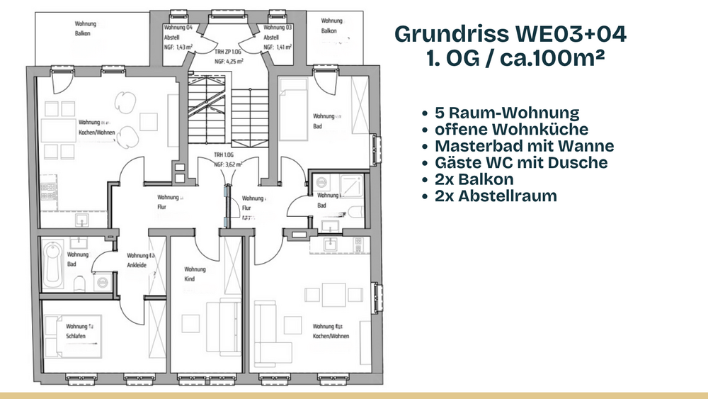 Etagenwohnung Chemnitz Altendorf - 5 Zimmer, 102 m&sup2;, 1.099&euro; | Angebot:27237604